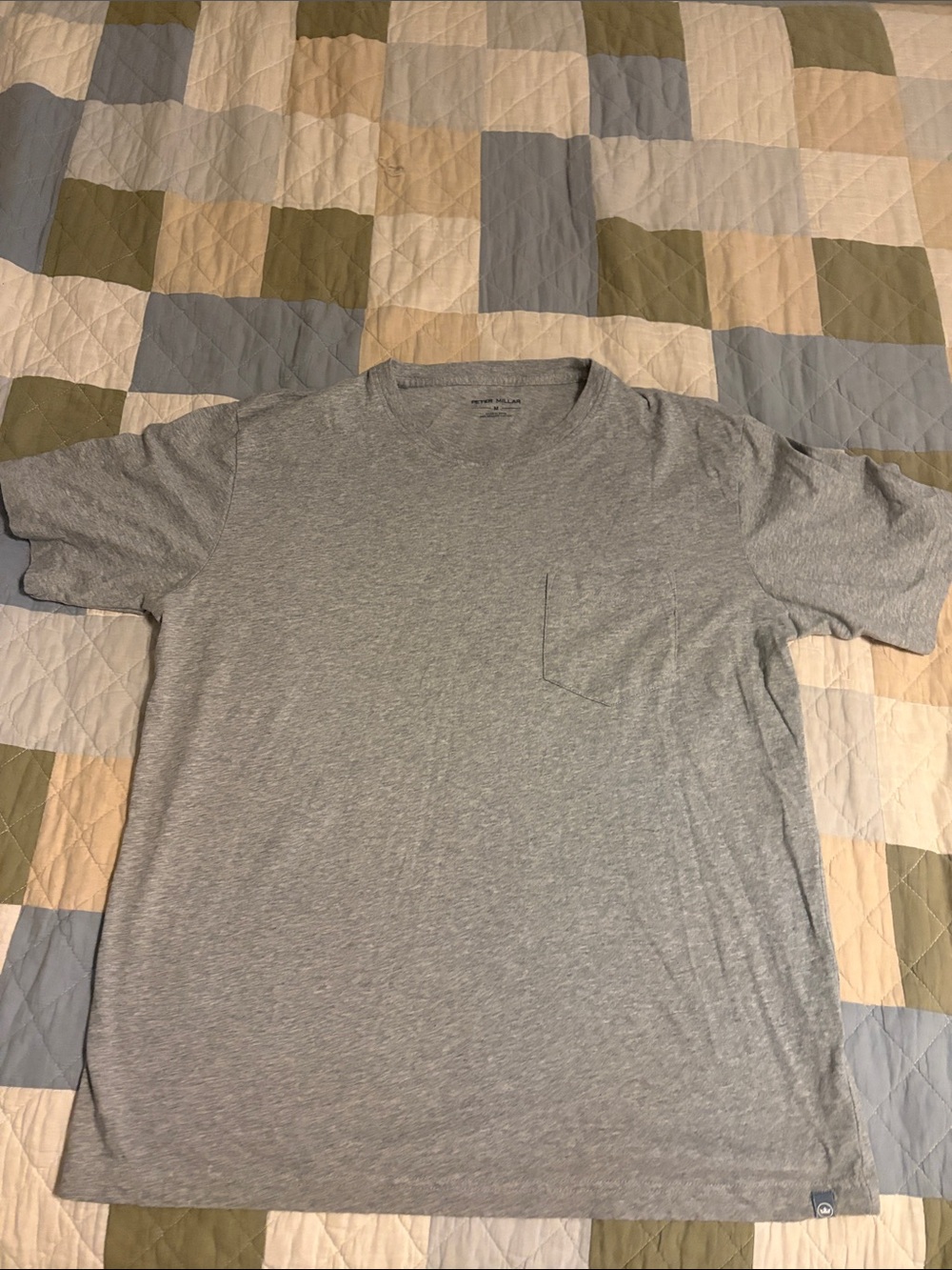 Men's Gray Pocket Tee - Lightweight Everyday Shirt Medium Peter Millar